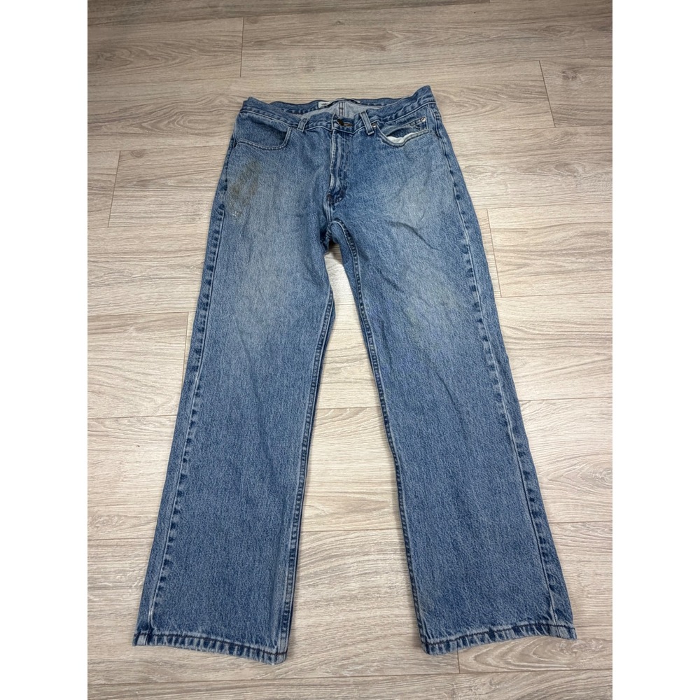 Harley Davidson Mens Straight Leg Blue Denim Jeans 36x30 Medium Wash Biker Moto